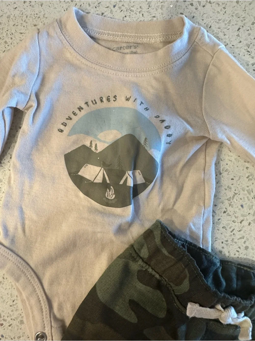 Carter's Cream Graphic Bodysuit with Green Camo Pants Set